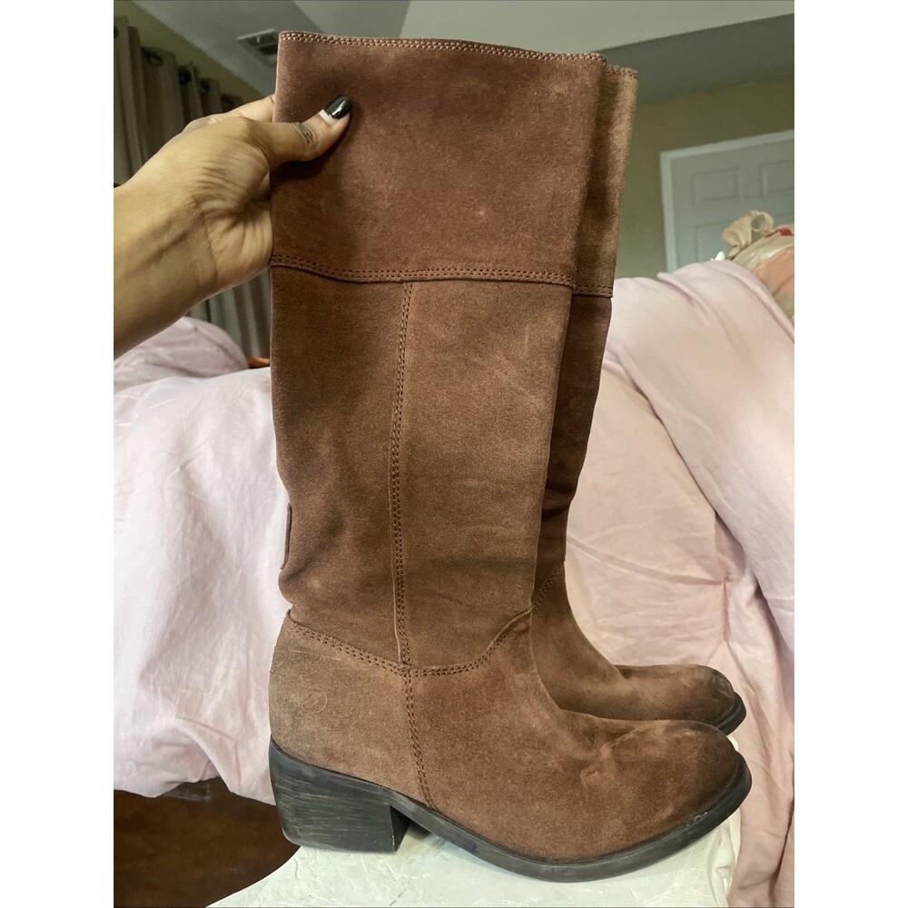 BRONX "Snuggle Lee" Brick Brown Leather TALL Field Boots Size 7.5/38'
